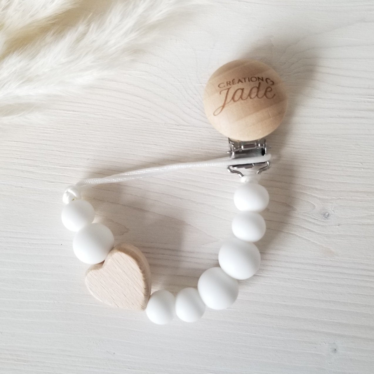 Attache-suce Bois - Amour maternel - Blanc