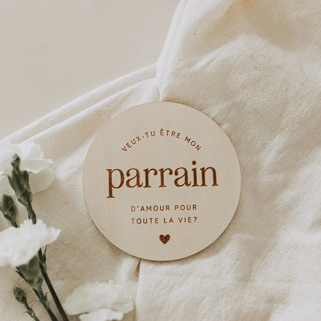 Pastille de bois - Parrain - La Maison Camomille