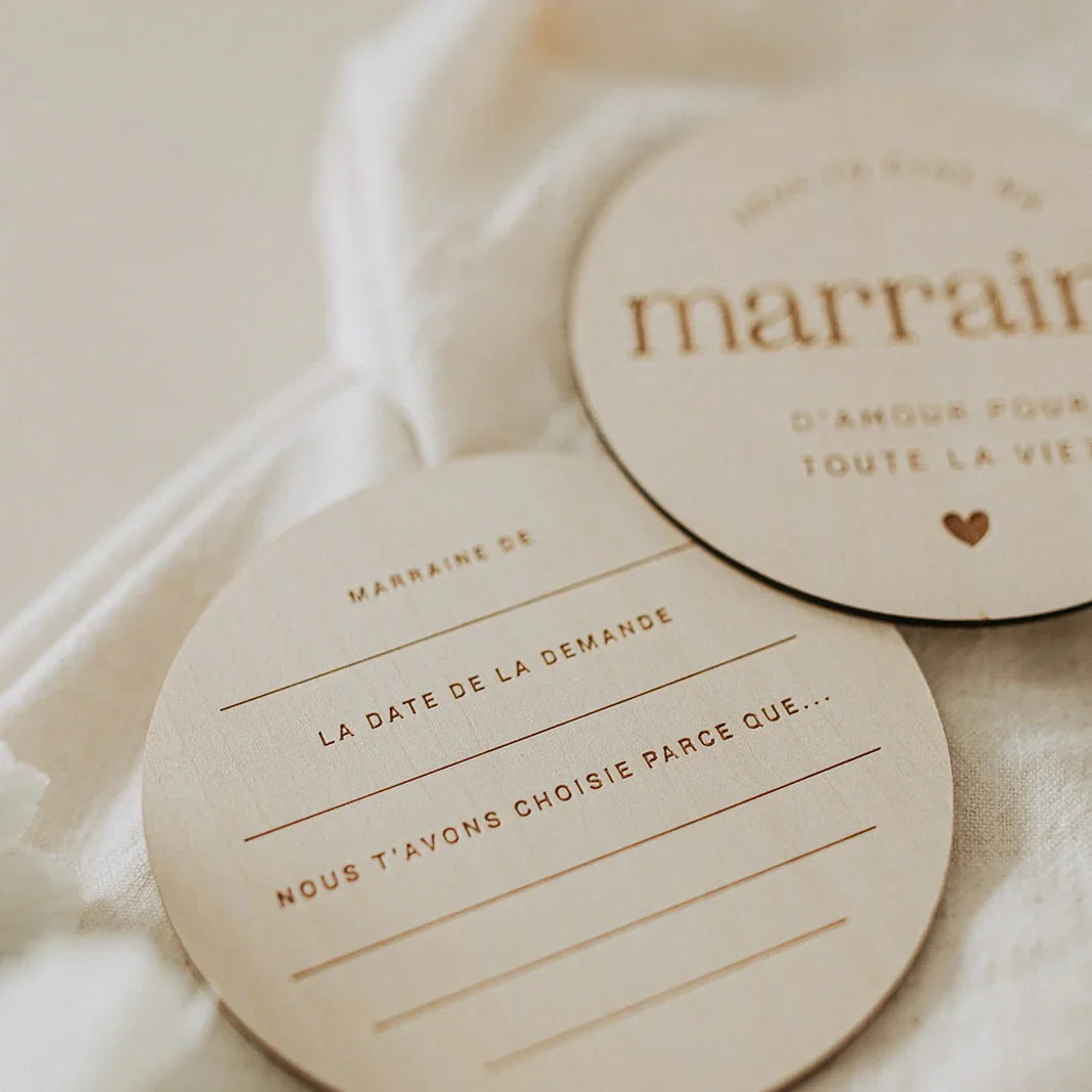 Pastille de bois - Marraine - La Maison Camomille