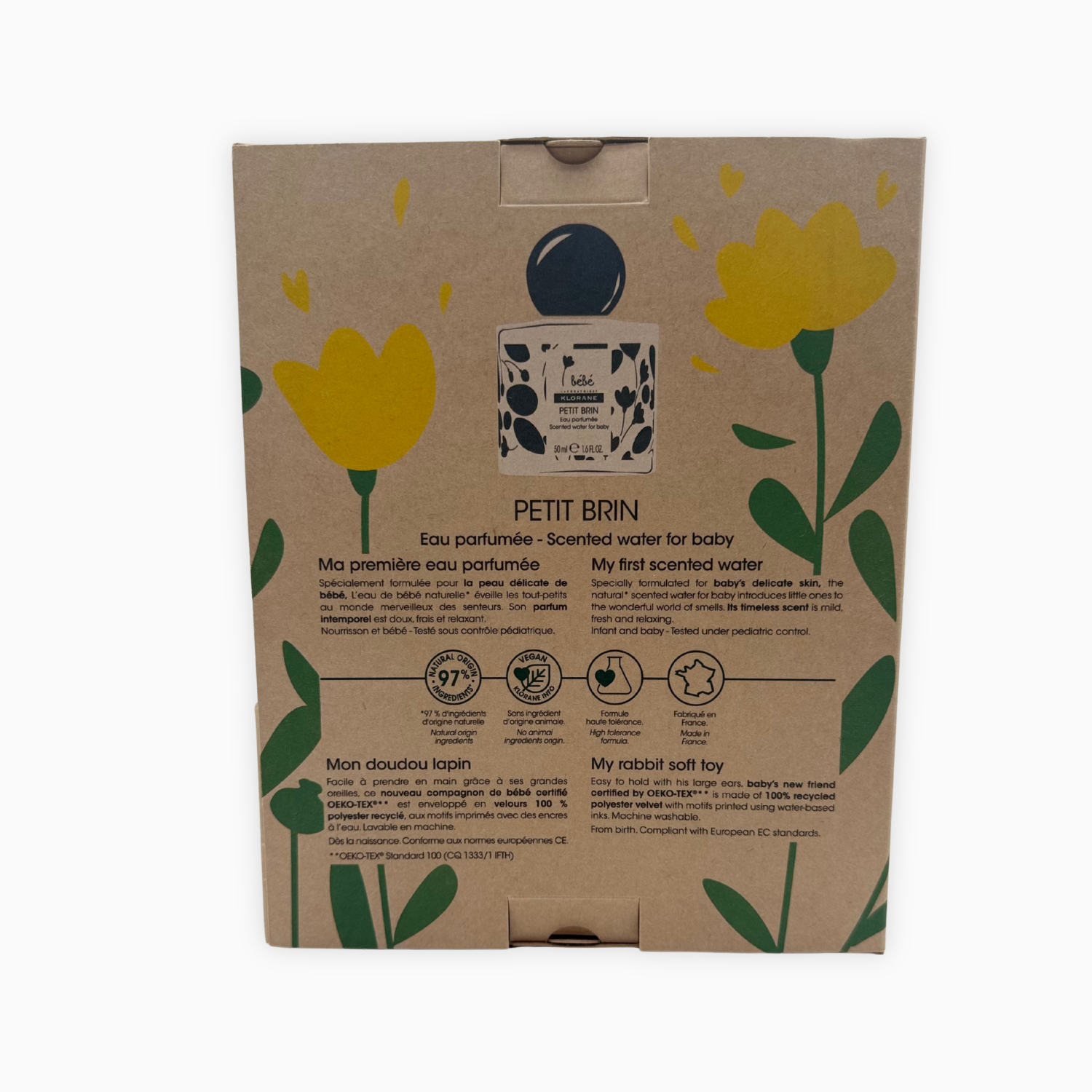 Coffret naissance eau parfumée et doudou lapin | Klorane