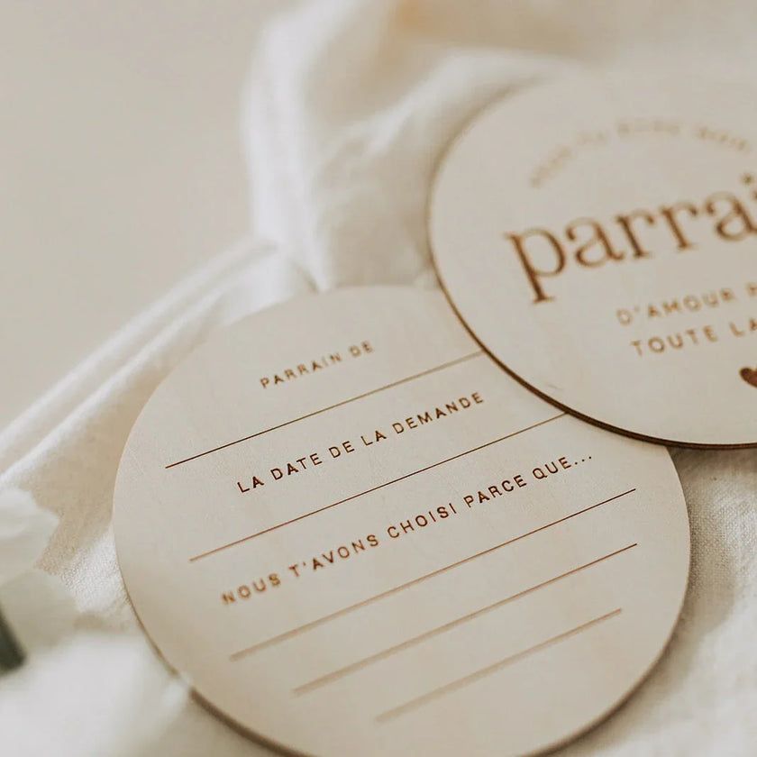 Pastille de bois - Parrain - La Maison Camomille