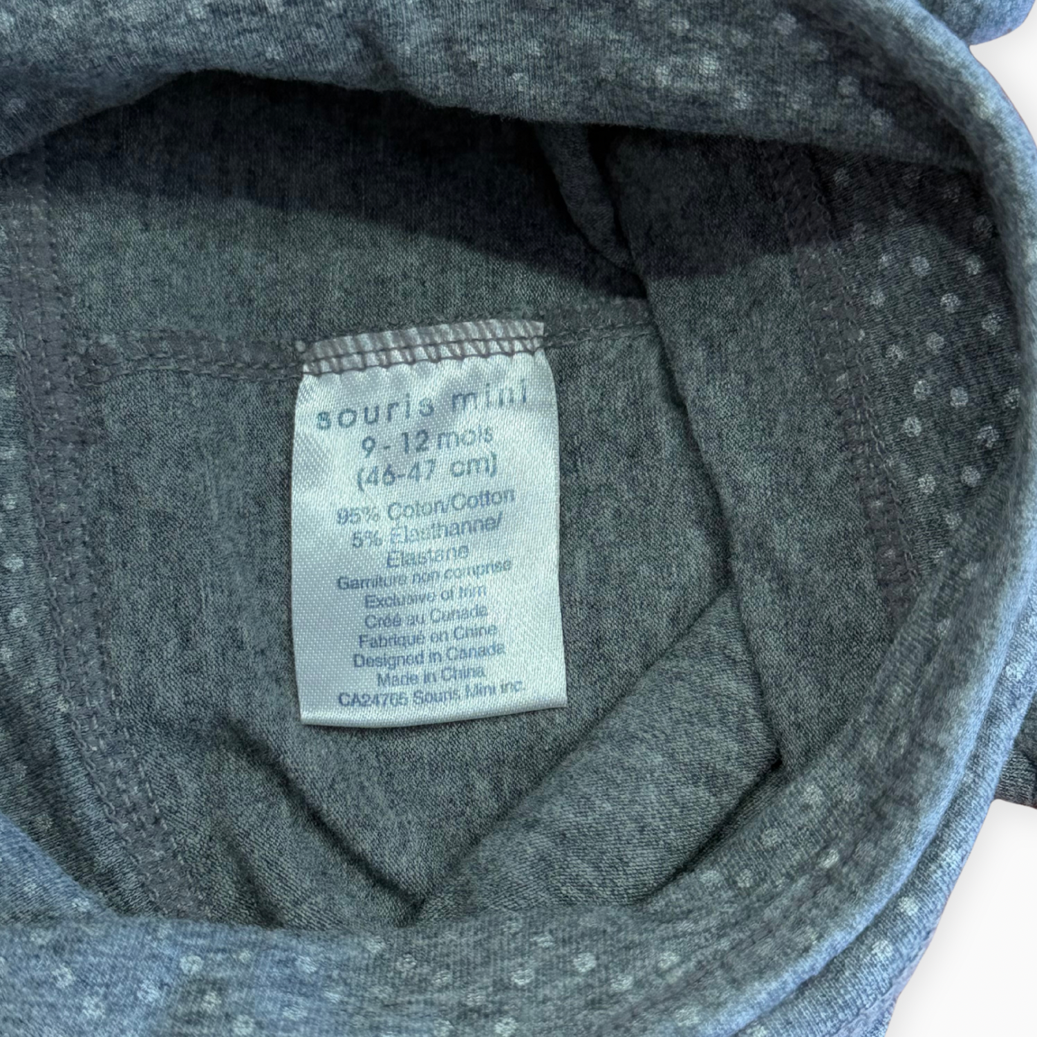 Tuque à nouer grise à pois | Souris Mini | 9–12 mois