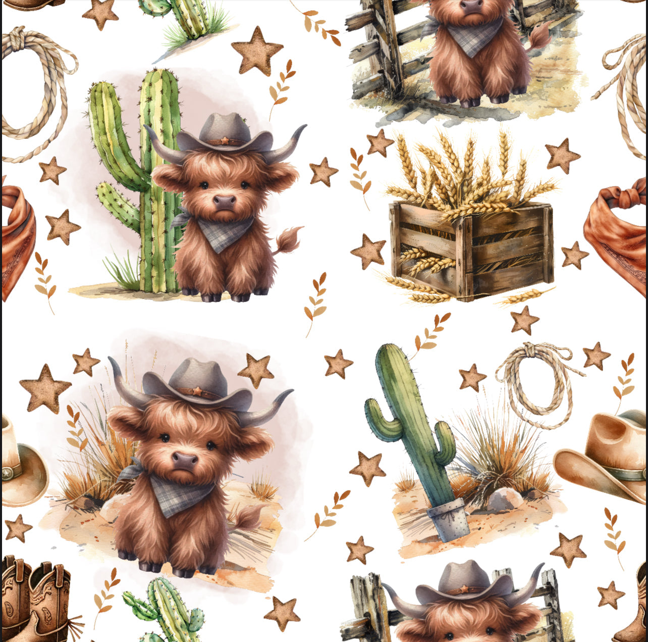 Attache-suce vache highland cowboy en mousseline de bambou