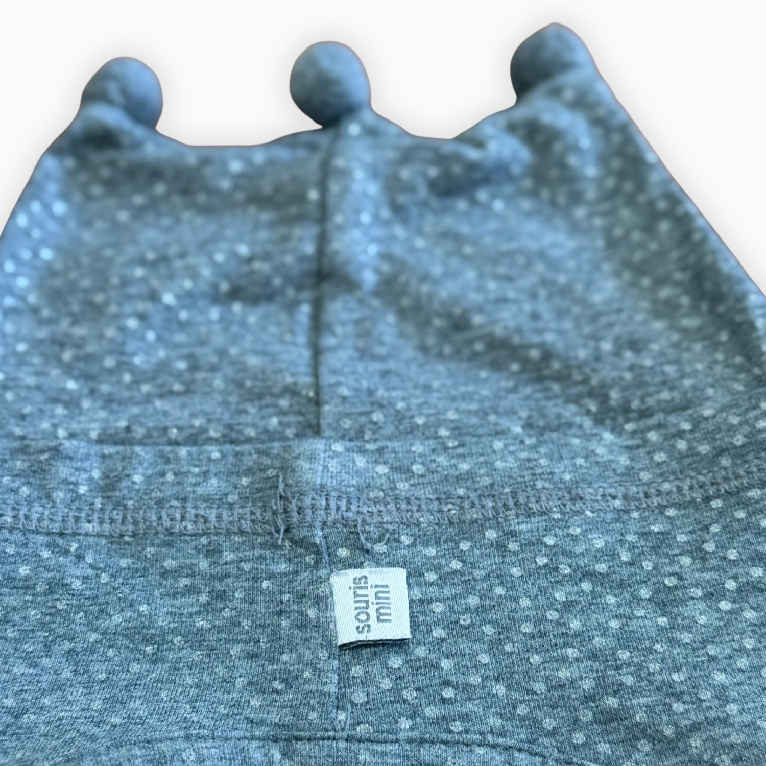 Tuque à nouer grise à pois | Souris Mini | 9–12 mois