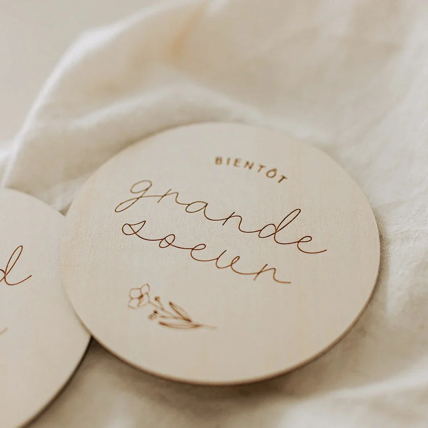 Disque en bois gravé 