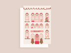 Carte festive illustration maison décorée guirlandes, couronnes, sapins, cadeaux, Joyeuses fêtes