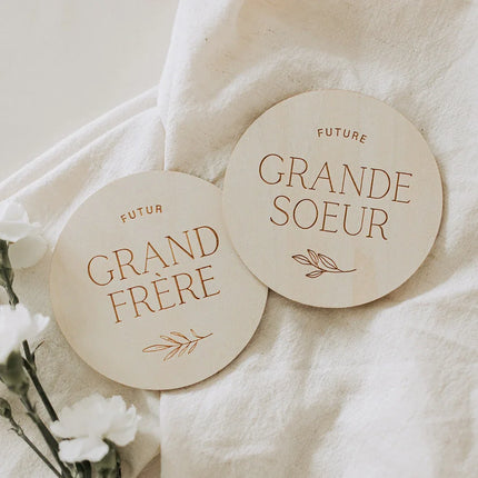 Pastille de bois - Futur(e) grand frère/soeur - La Maison Camomille