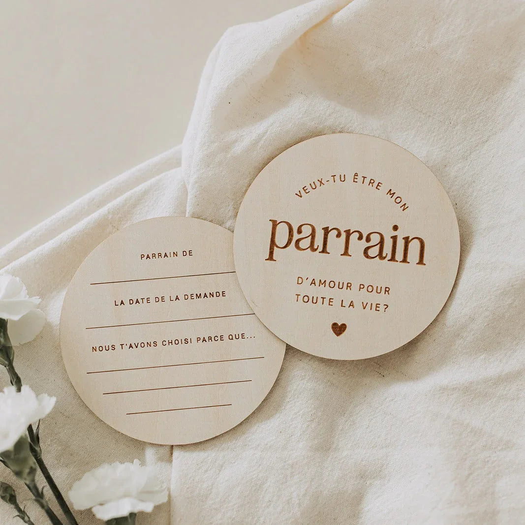 Pastille de bois - Parrain - La Maison Camomille