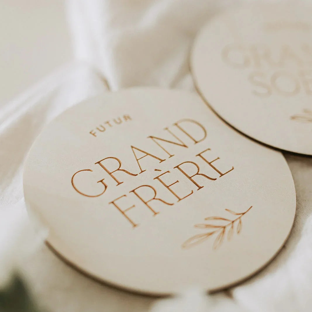 Pastille de bois - Futur(e) grand frère/soeur - La Maison Camomille