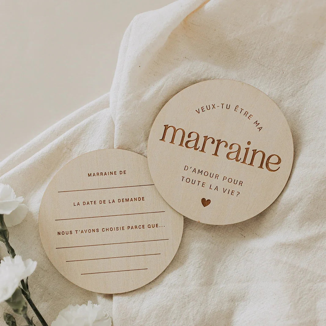 Pastille de bois - Marraine - La Maison Camomille