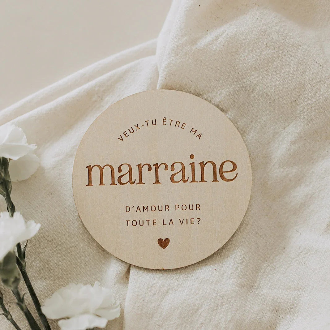Pastille de bois - Marraine - La Maison Camomille