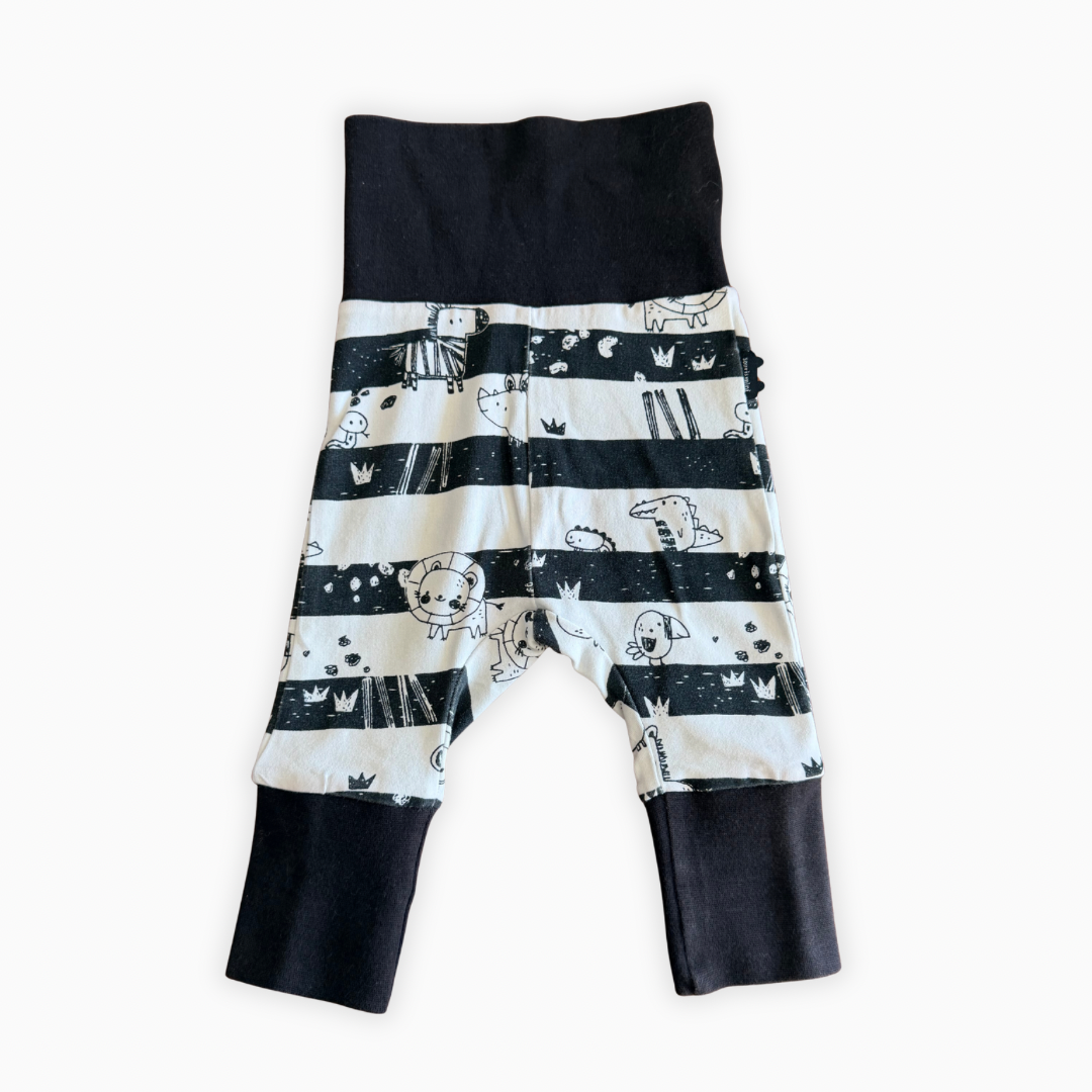 Pantalon évolutif noir et blanc à motifs animaux | Souris Mini | 0–6 mois
