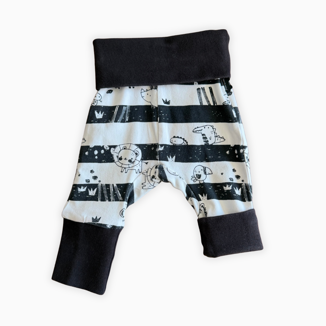 Pantalon évolutif noir et blanc à motifs animaux | Souris Mini | 0–6 mois