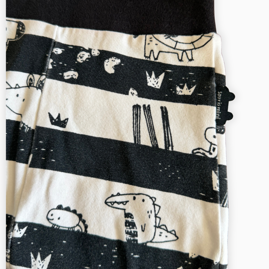 Pantalon évolutif noir et blanc à motifs animaux | Souris Mini | 0–6 mois