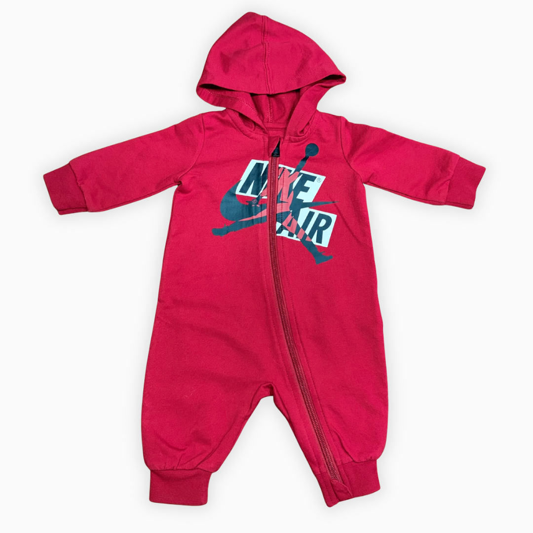 Combinaison à capuche rouge zippée | Nike Jordan | 0–3 mois