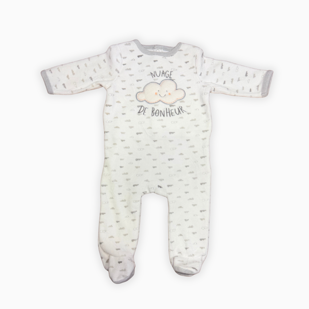 Pyjama polaire blanc à motifs nuages | G baby | 6 mois