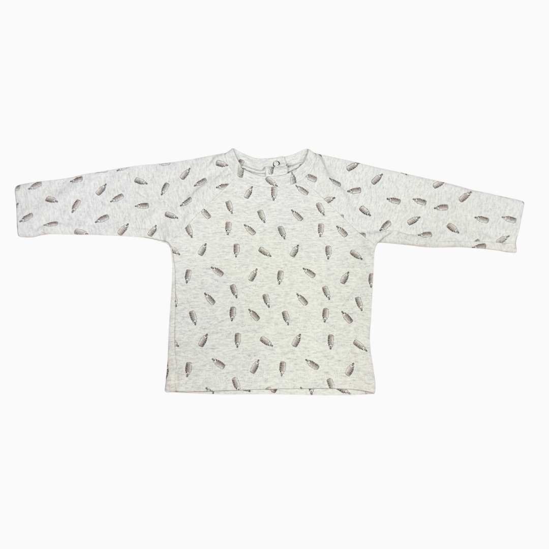Chandail à manches longues motif biberons | Deux par Deux | 6 mois