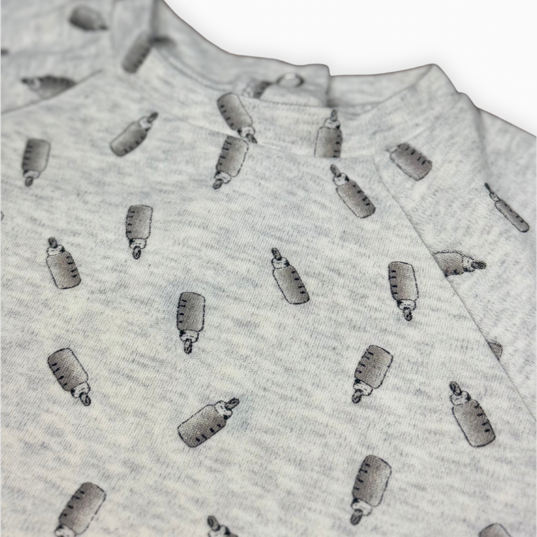 Chandail à manches longues motif biberons | Deux par Deux | 6 mois