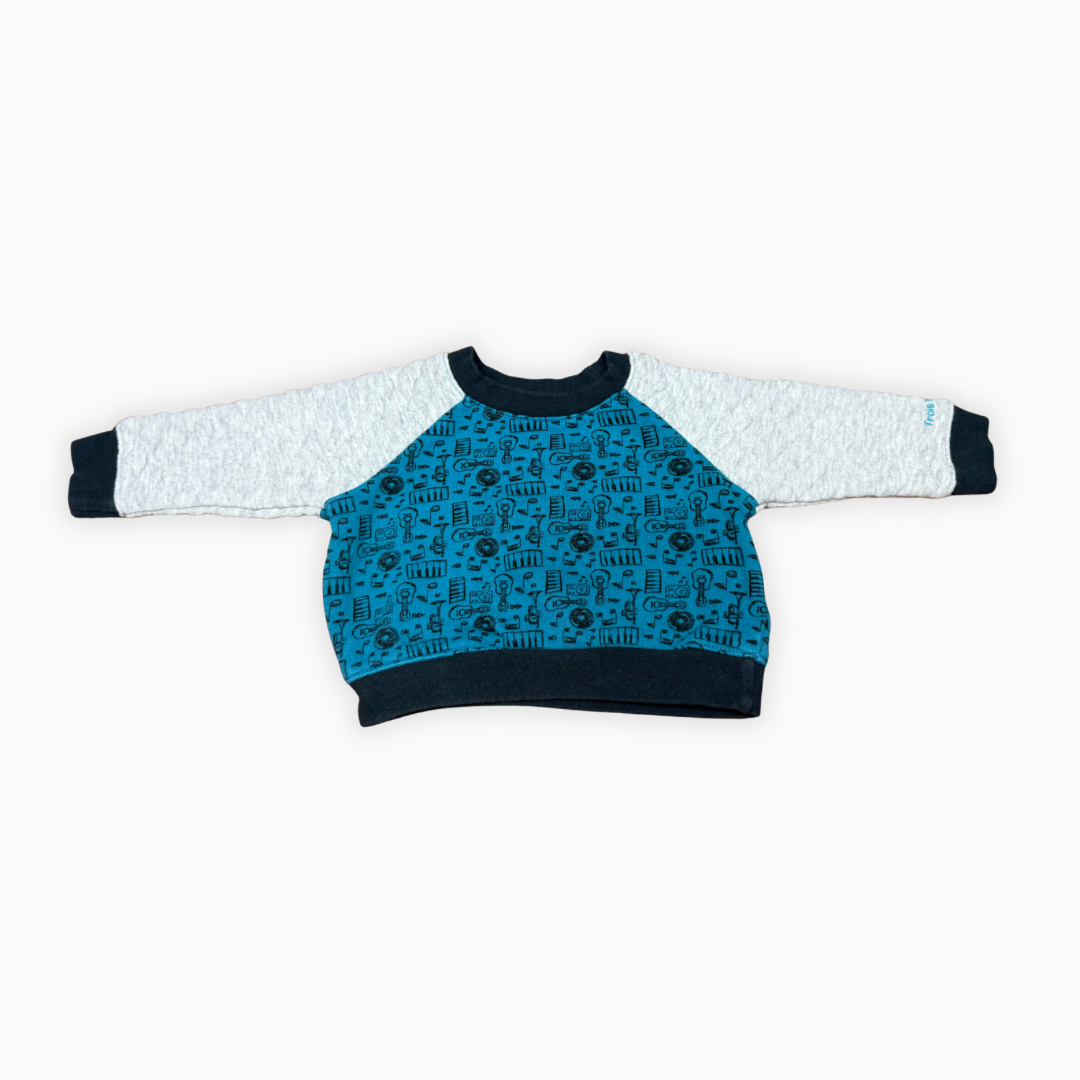 Chandail manches longues motif instruments | Deux par Deux | 3 mois