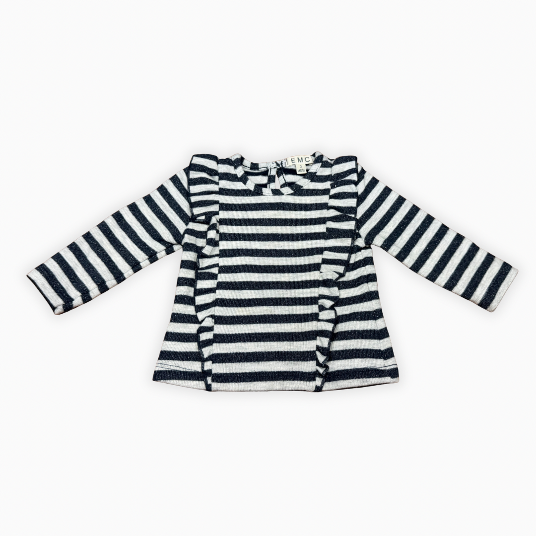 Chandail bébé rayé noir et blanc | EMC | 3 mois