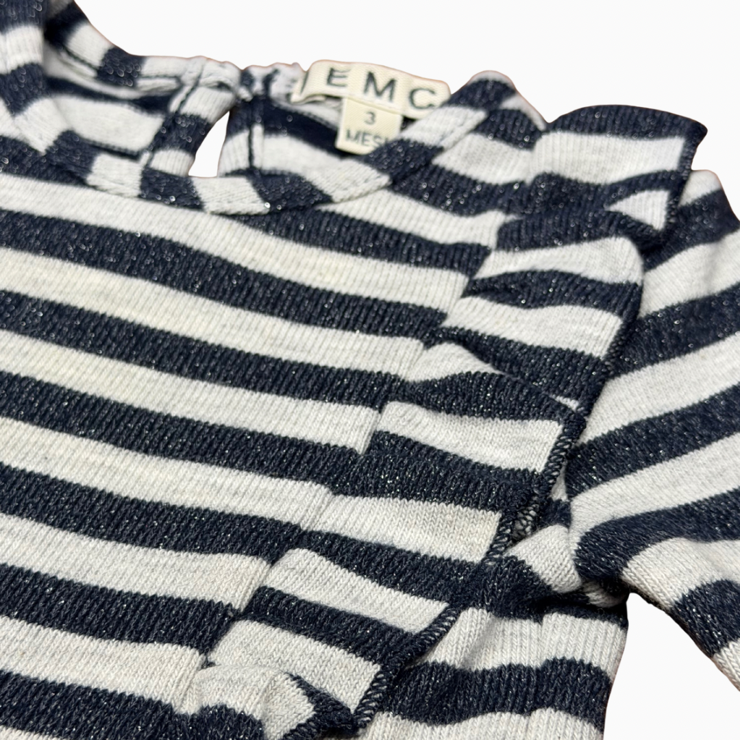Chandail bébé rayé noir et blanc | EMC | 3 mois