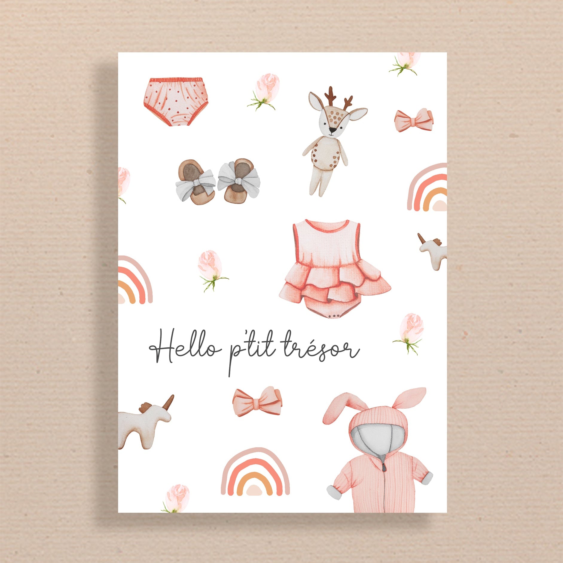 Carte 5x7" naissance - bébé fille