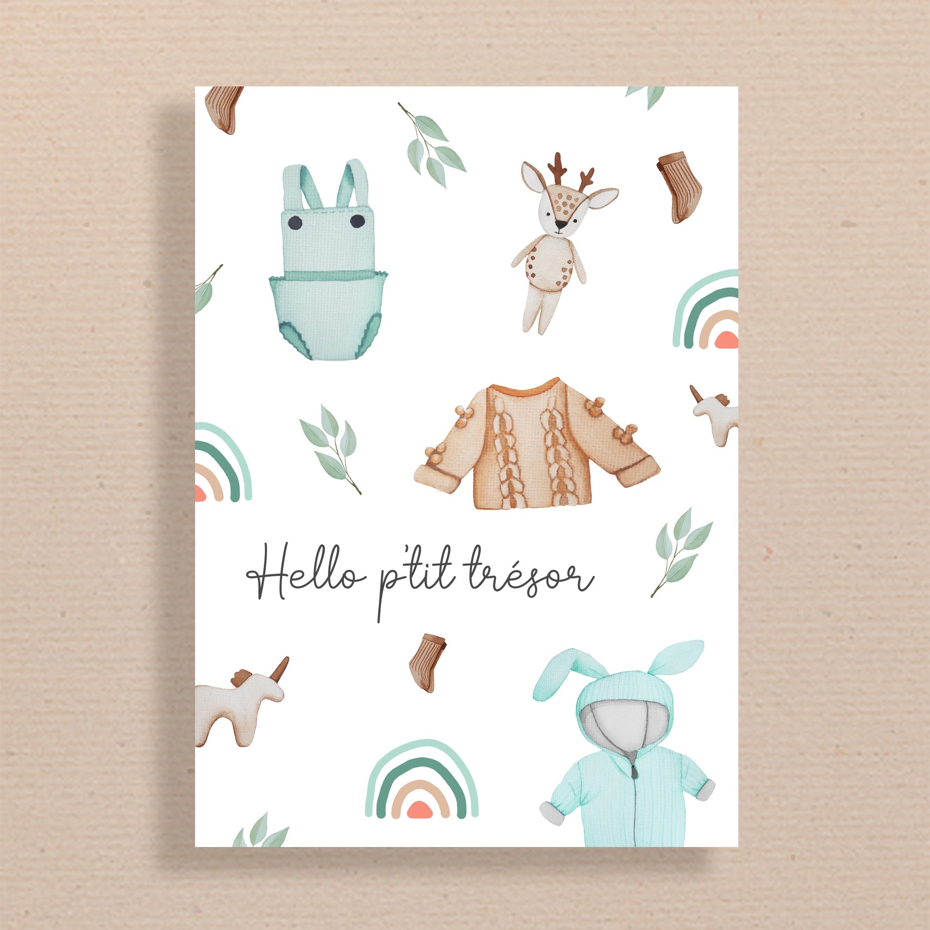 Carte 5x7" naissance - bébé garçon