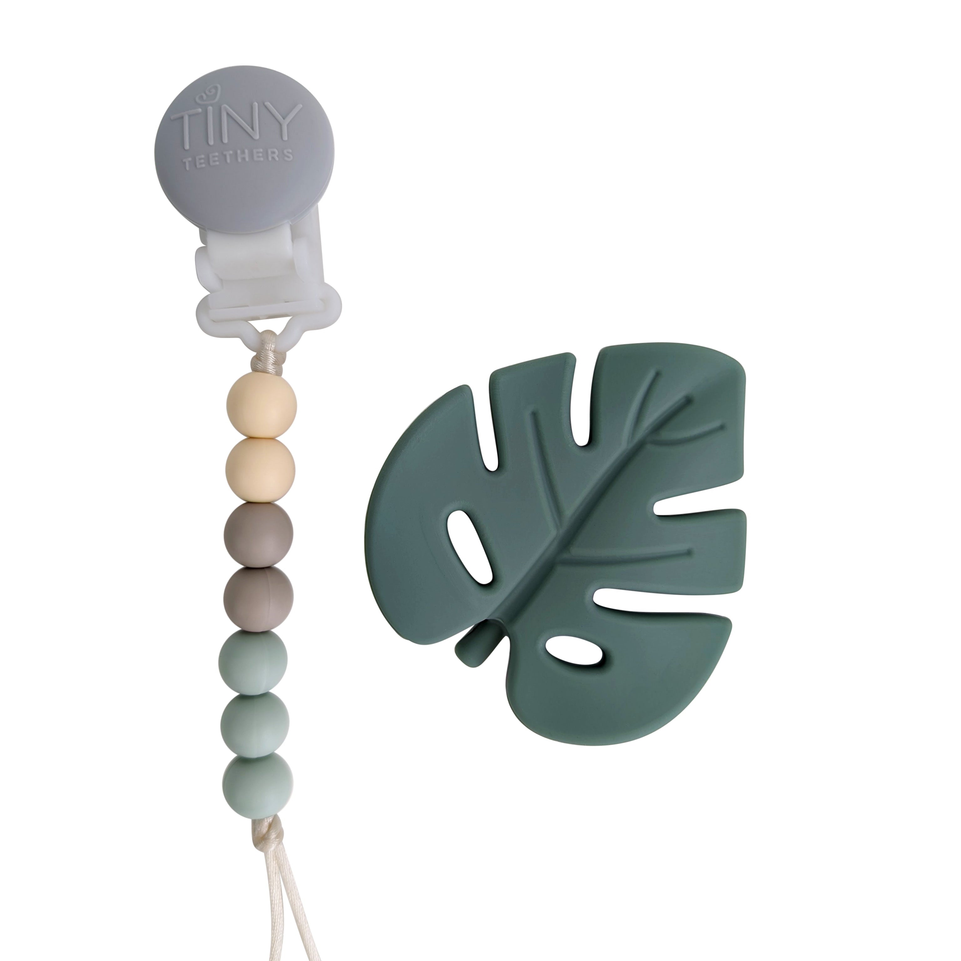 Leaf Silicone Teether on a Beaded Strand