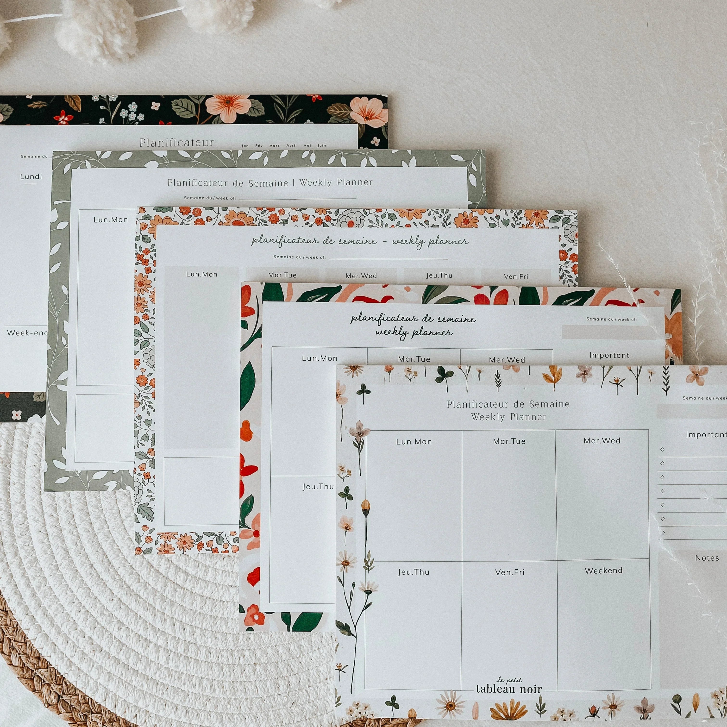 Planificateur de semaine Douceur Floral - La Maison Camomille