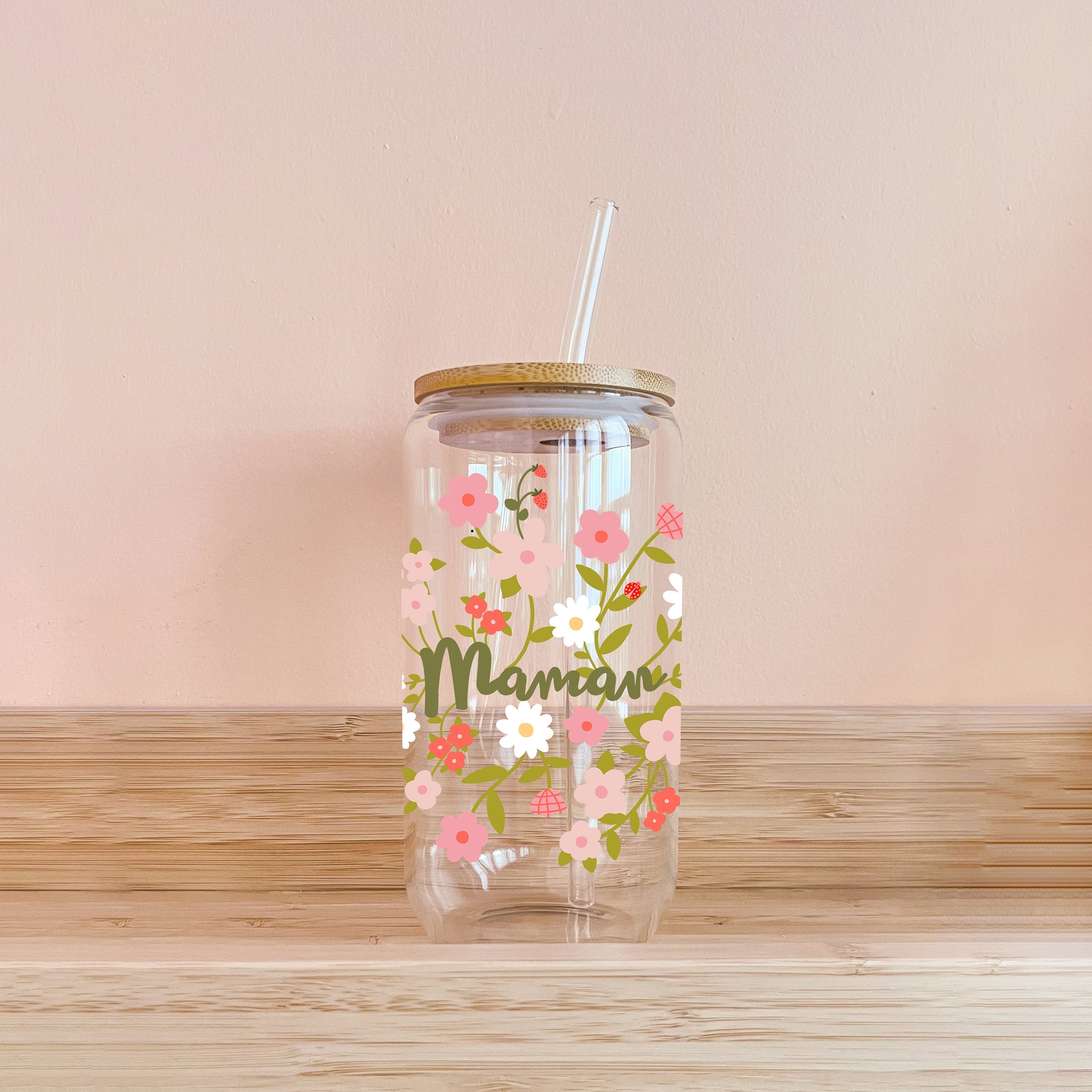 Verre boho - meilleure maman - jardin de fleurs