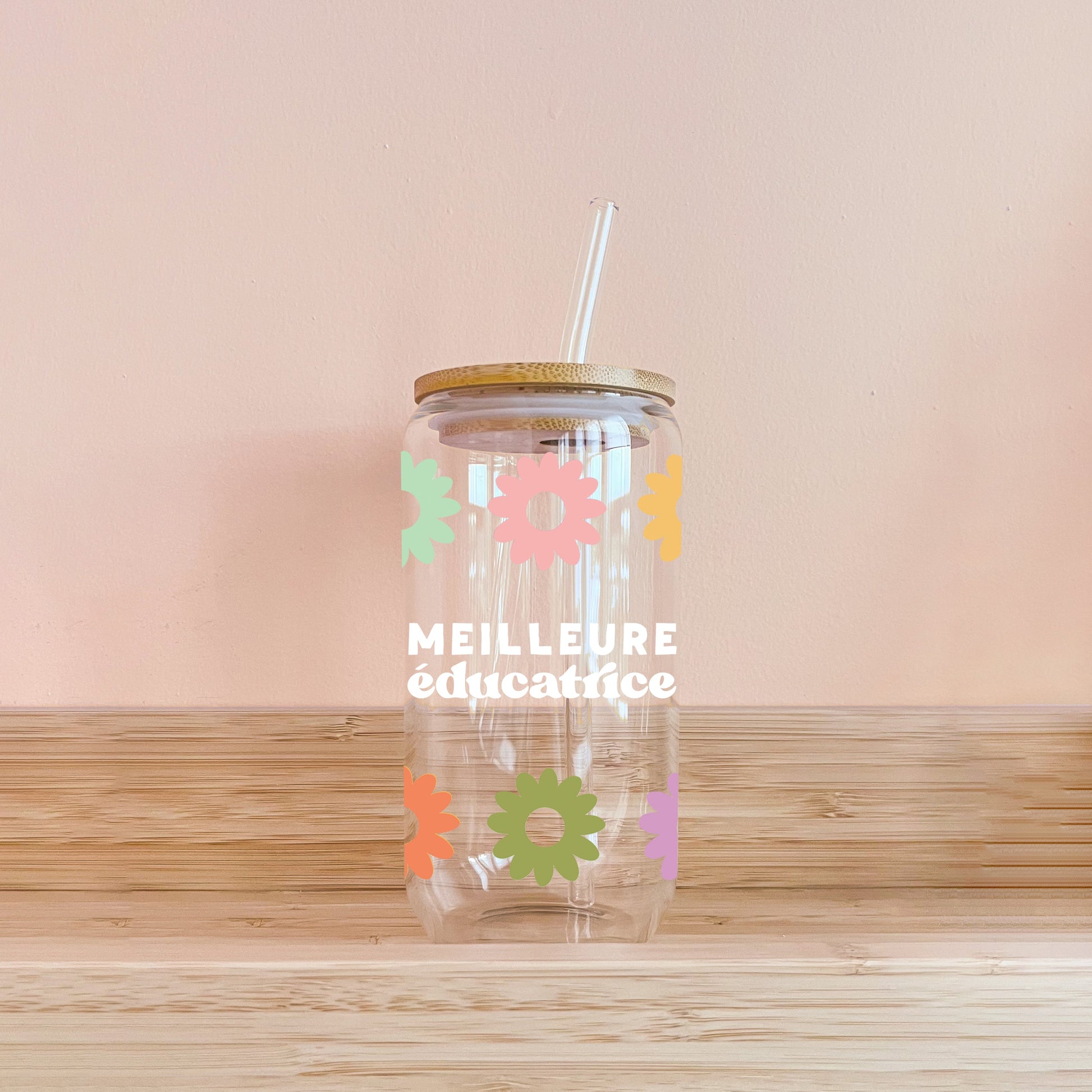 Verre Meilleure éducatrice - fleurs multi