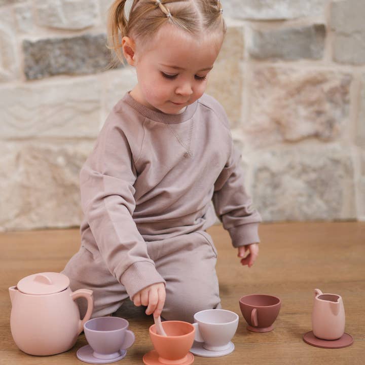 bug + bean kids - Silicone Tea Set - 12-Piece Set - Kids Pretend Playset