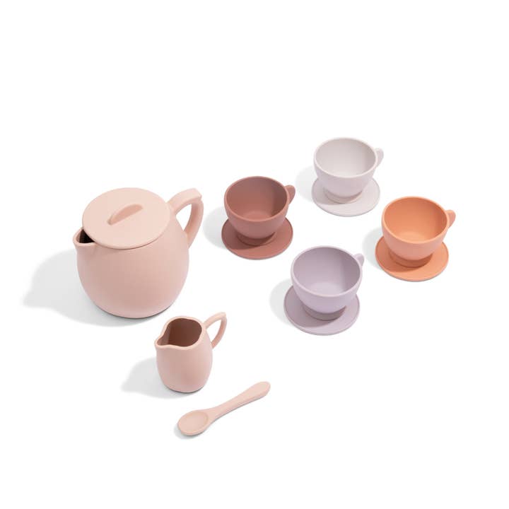 bug + bean kids - Silicone Tea Set - 12-Piece Set - Kids Pretend Playset