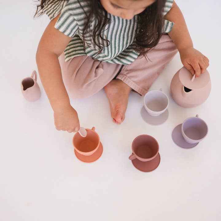 bug + bean kids - Silicone Tea Set - 12-Piece Set - Kids Pretend Playset