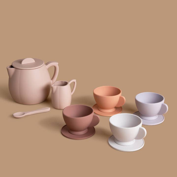 bug + bean kids - Silicone Tea Set - 12-Piece Set - Kids Pretend Playset