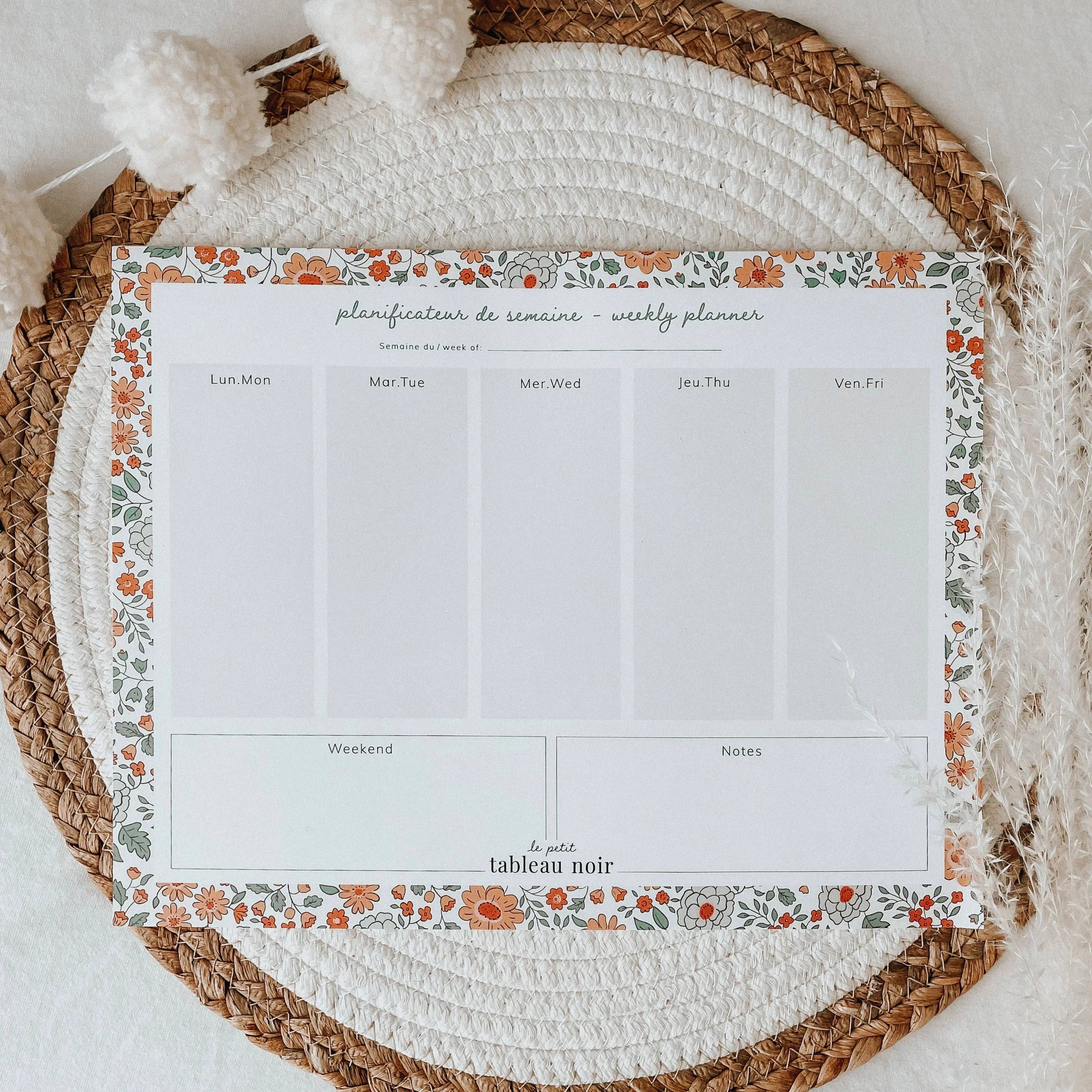 Planificateur de semaine Fleurs d'Automne - La Maison Camomille