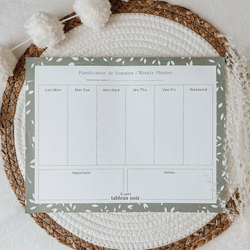 Planificateur de semaine Feuillage - La Maison Camomille
