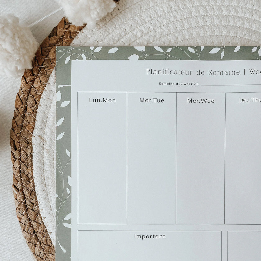 Planificateur de semaine Feuillage - La Maison Camomille