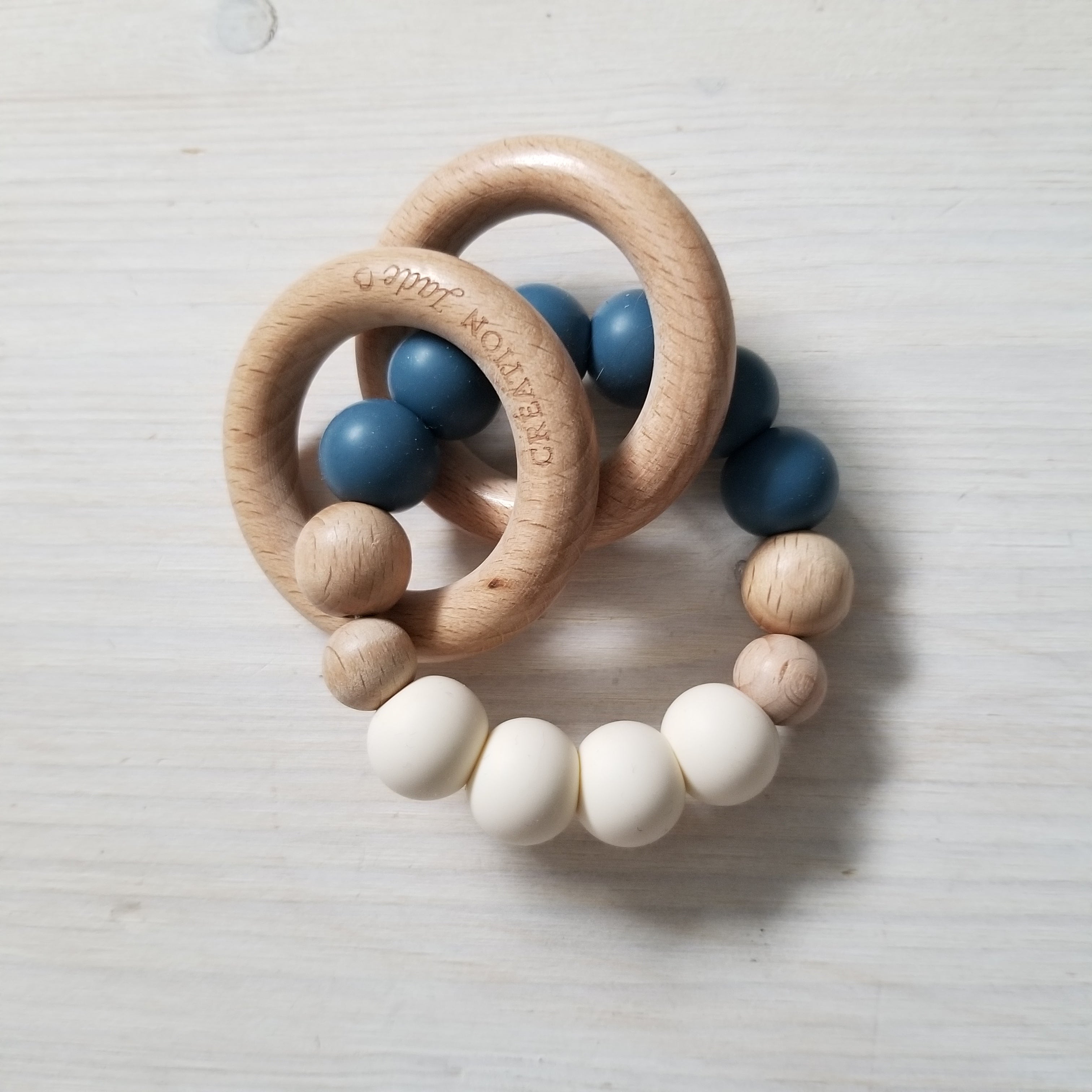 Hochet Minimaliste - Flanelle & ivoire